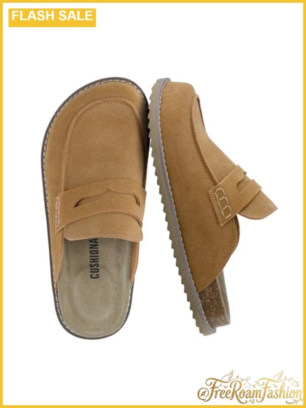 Suede Penny Clog Mule Slip-On Memory Foam Cork Footbed